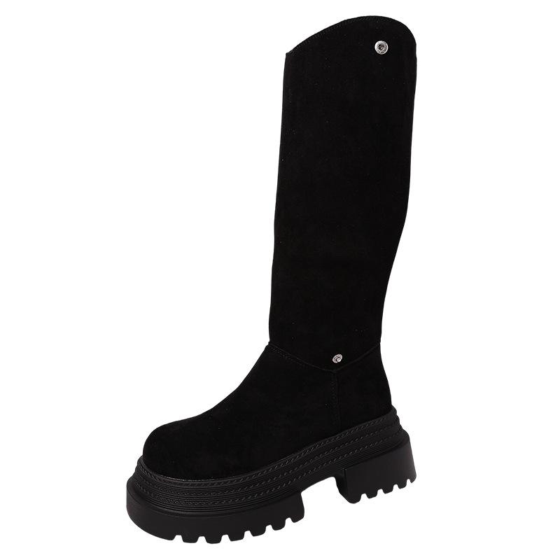 Fashion retro British style two wear thick-soled heightening boots women's 2025 autumn and winter new versatile and thin fashion boots