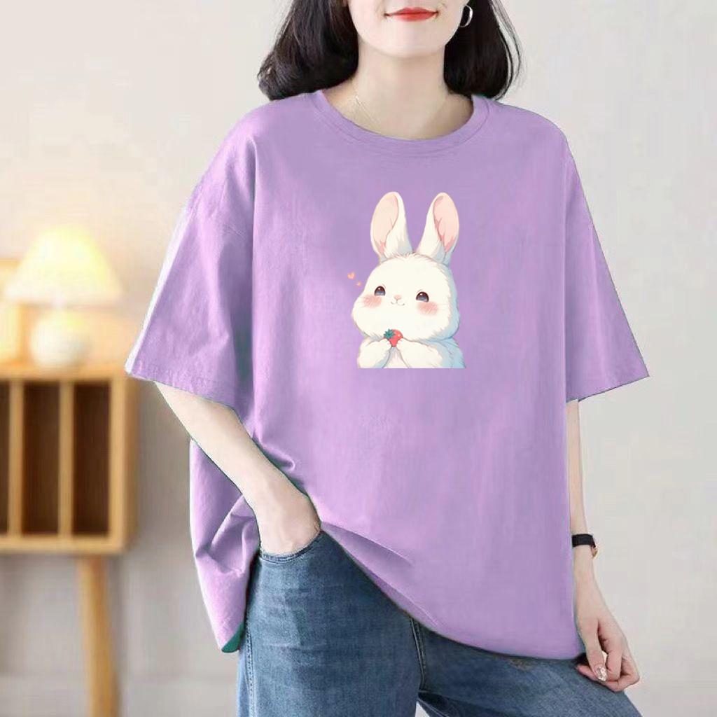 Loose Cotton Short-sleeved T-shirt Ladies Summer New Blouse Women Round Neck