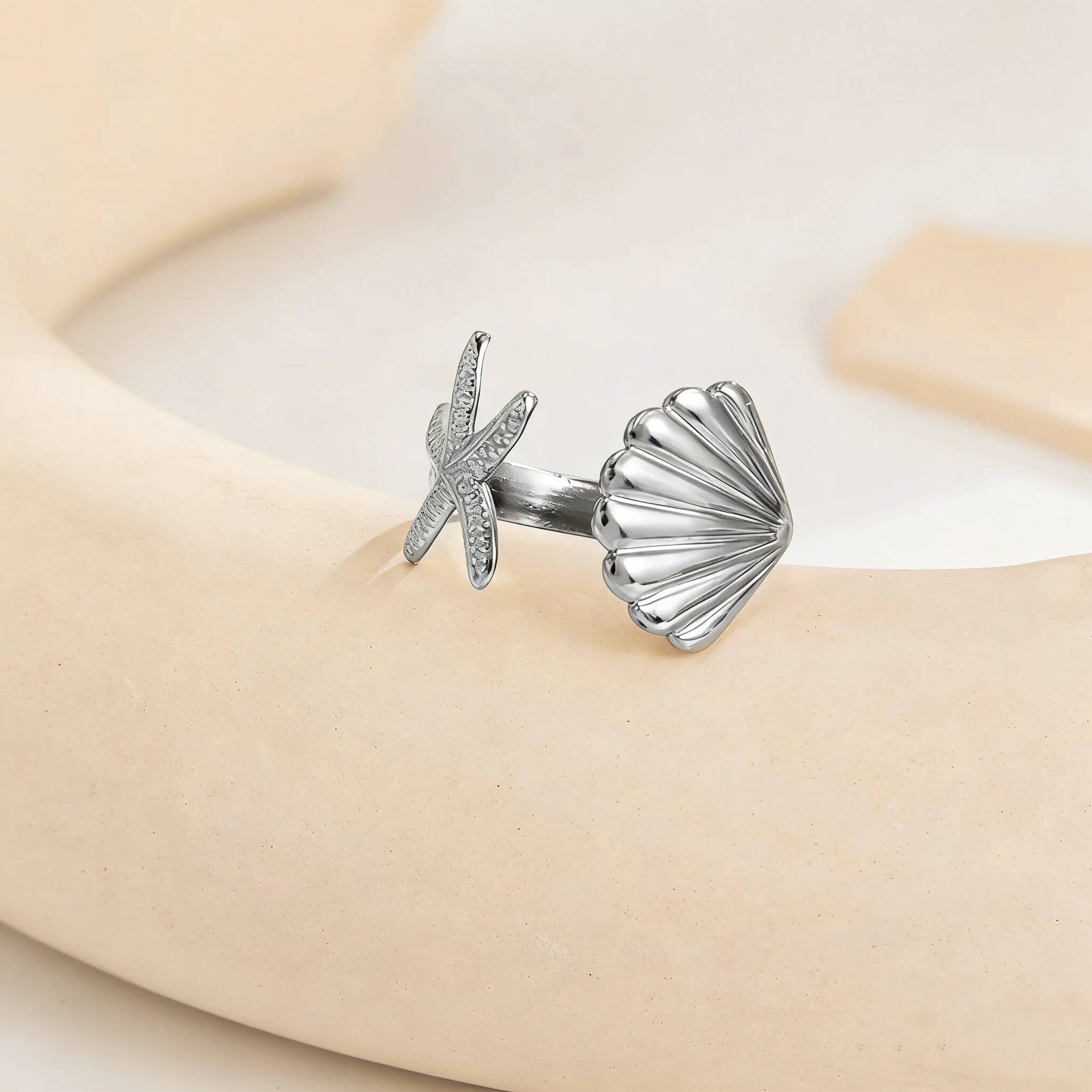 

Ingemark Luxury Gold Color Stainless Steel Open Rings Women Bohemian Flower Heart-shaped Starfish Adjustable Knuckle Ring New