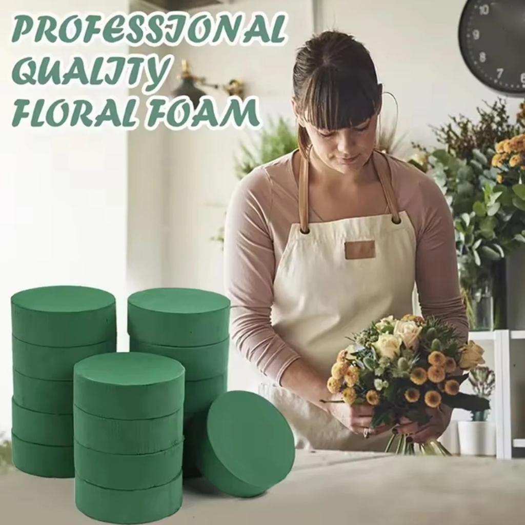 10pcs-Round Floral Foam Blocks Fresh-Keeping Foam Floral Foam Brick DIY Flower Arrangement Kit Green Artificial Flower Mud