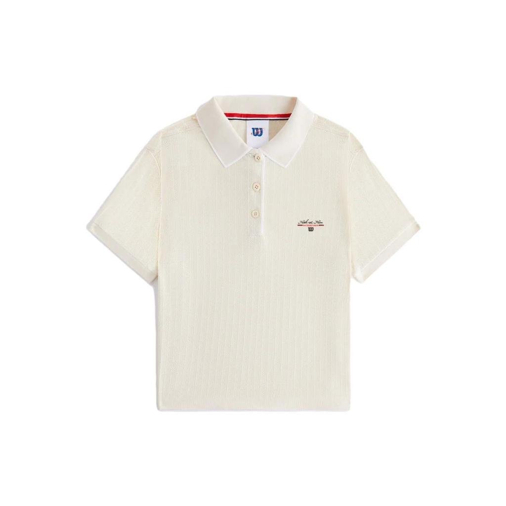 Kith X Wilson Logo Letter Print Pullover Short Sleeve Polo Shirt Women Polo Shirts White W91w314130wwte