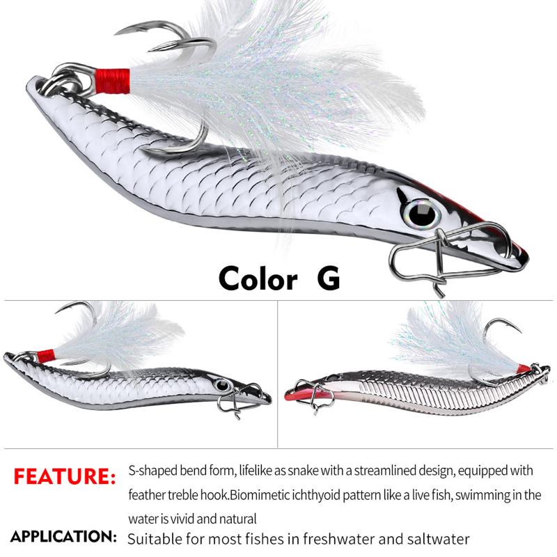 5 Leurres De Pêche Métal Jigging - Chute Lente - Eau Salée/douce - 7-17cm