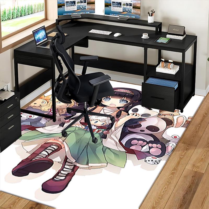 1pc Hannya Mask Anime Chair Mat - Cute Office Decor Carpet with Kawaii Characters for Desk, Home, Living Room, Bedroom, Game Room, Dormitory, Gift Ide