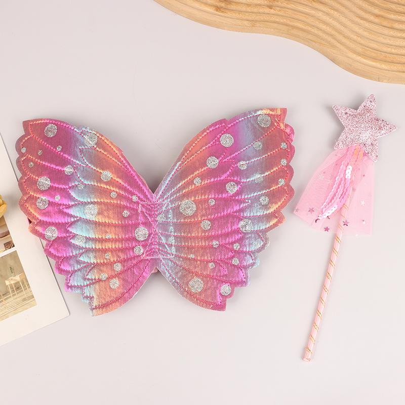 Children Beautiful Butterfly Angel Wings Girls Fairy Magic Wand Flower Fairy Performance Princess Birthday Party Dress Up Props