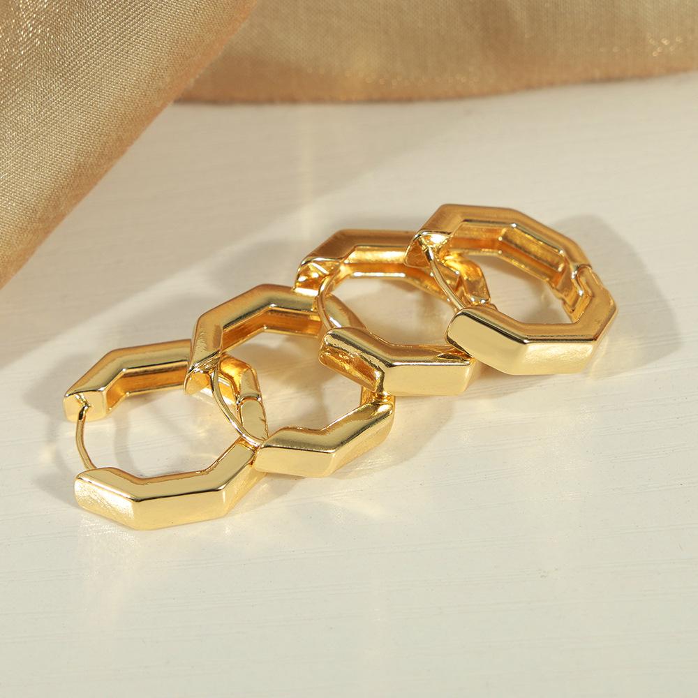 

Minimalist Geometric Copper Octagon Earrings