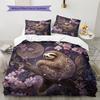 Black Sloth Pattern Bedding Home Decoration Birthday Gift (1 * Duvet Cover + 2 * Pillowcase, Without Core)