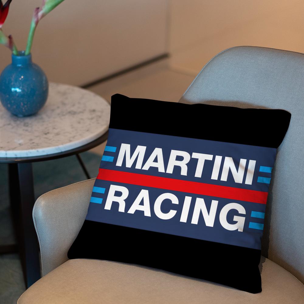 Racing Martini Stripe Cushion Cover 2-in-1 Reversible Plush Pillow Cover | Car/Sofa/Bed | Perfect Gift