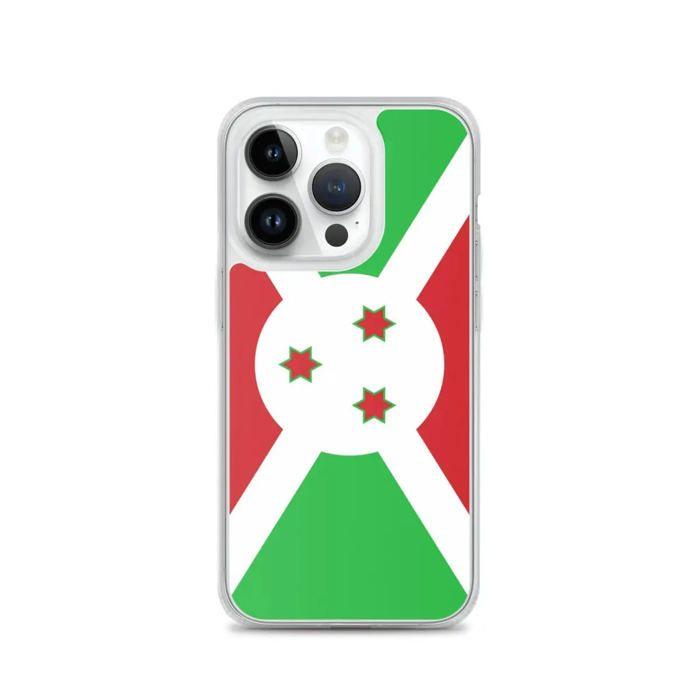 Coque iPhone - Drapeau Burundi - iPhone 14 Pro - Souple - Multicolore - Verticale