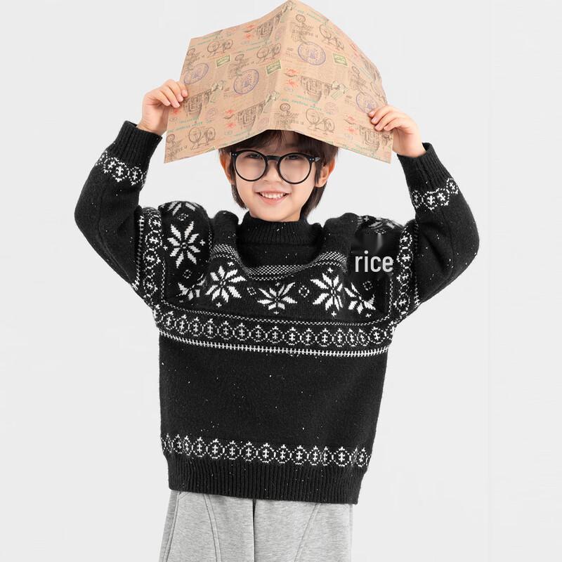 Boys' Winter Fair Isle Snowflake Round Neck Sweater