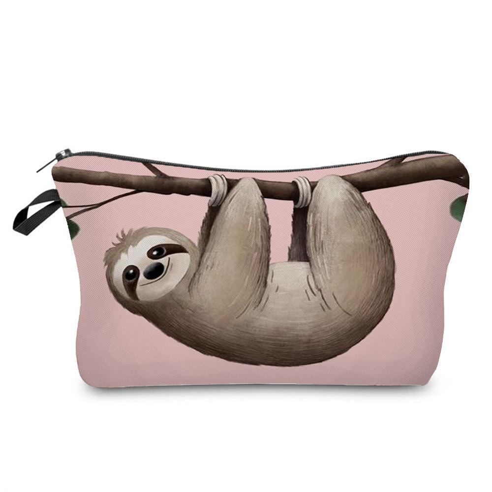 Women Sloth Print Cosmetic Bag Toiletries Organize Travel Storage Case 6403