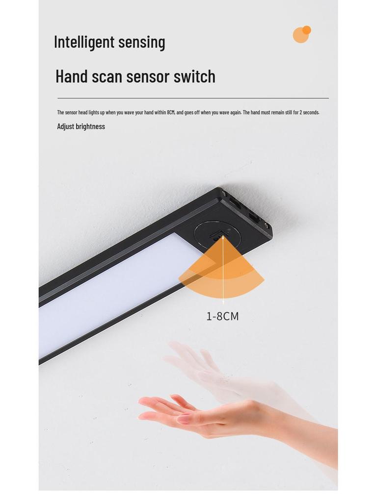 Wireless Rechargeable LED Motion Sensor Cabinet Light with Magnetic Strip for Kitchen, Desk, and Bedside