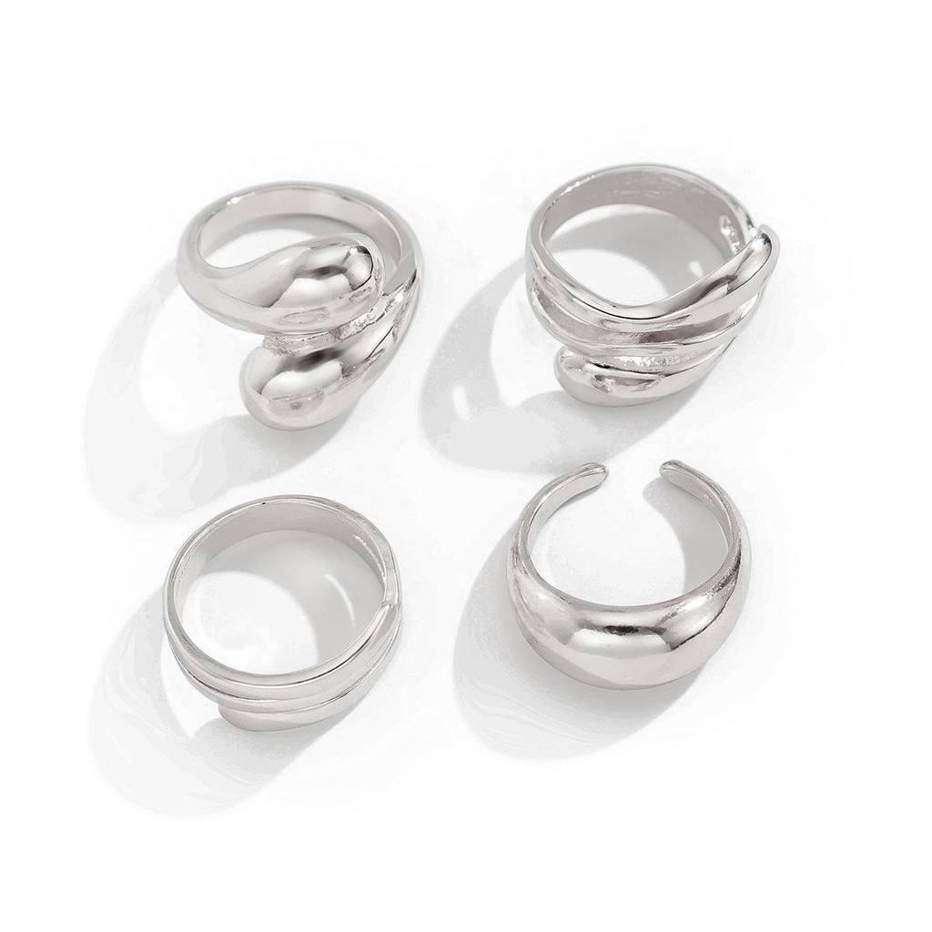 European & American Irregular Alloy Wide Surface Bracelet Set