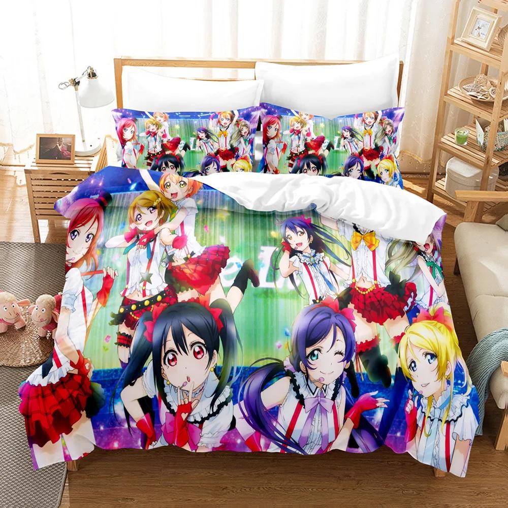 3D Printed Love Life Bedding Set Pillowcase Animation Cover Down Quilt Cover Double Twins Whole King Adult Children Bed Cover Quilt Cover