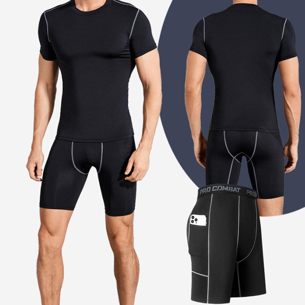 High Performance Men's Compression Shorts With Pocket - Quick Dry Breathable Stretchy Base Layer For Cycling Sports Gym
