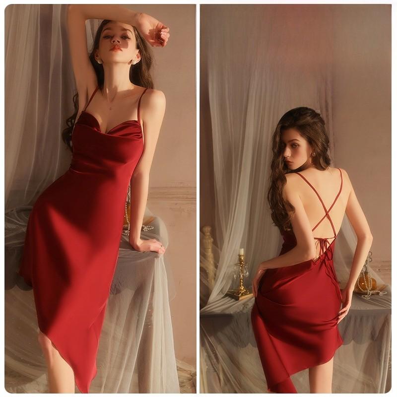 Elegant Satin Sleepwear Set For Women With Sleeveless Design For Home And Hotel Comfort