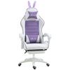 Gaming Chair, Ergonomic Gamer Chair with Lumbar Support, Footrest, Bunny Ears Headrest Pillow, Purple