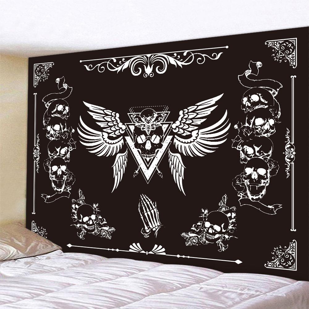 Black and white skull bee cat tapestry home decoration art tapestry bohemian decoration hippie background wall sofa blanket