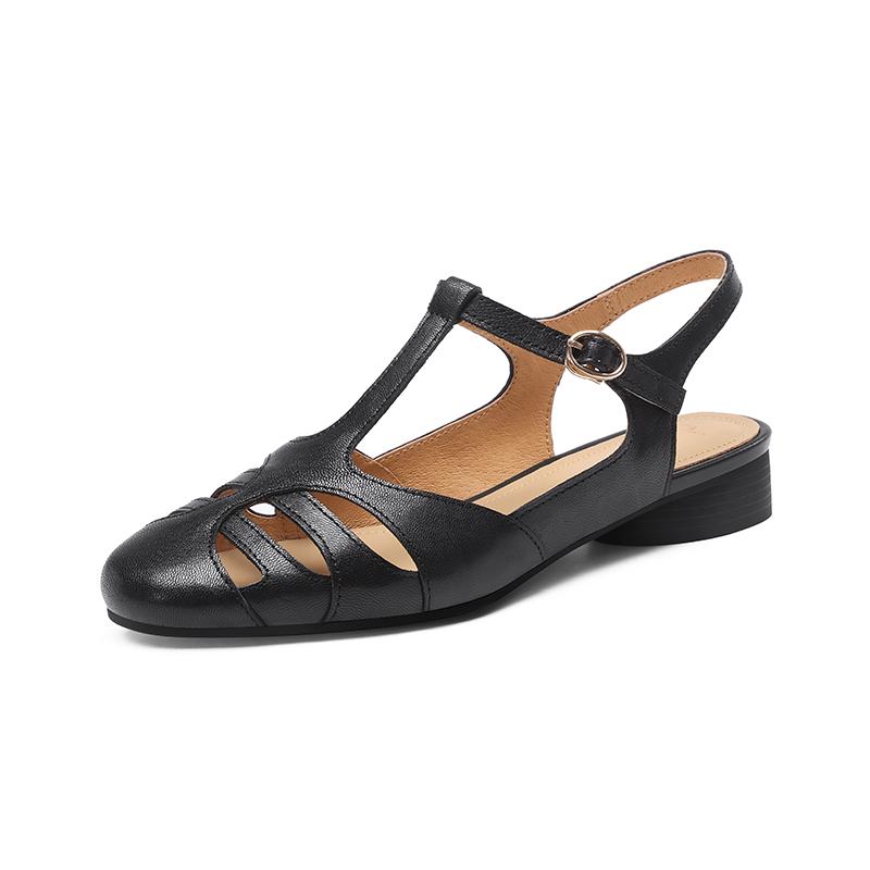 

Мода Размер 34-40 Женские Сандалии на Низком Каблуке Мода 2025 Летняя Обувь Натуральная Кожа Повседневные Сексуальные Круглый Носок Вечерние Повседневные Платье Женские Сандалии 34 чёрный