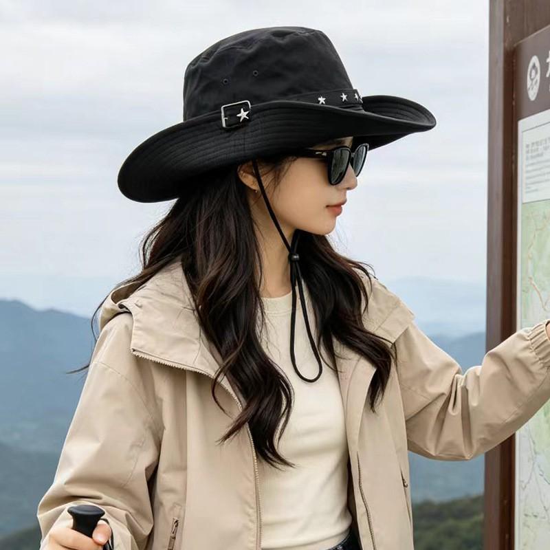Wide Brim Cotton Sun Hat Women Men Outdoor Hiking Fishing UV Protection Foldable Bucket Fall
