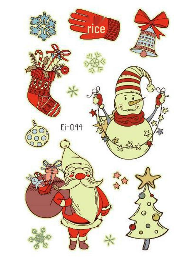 Ricalon Glow-in-the-Dark Waterproof Christmas Temporary Tattoos for Kids