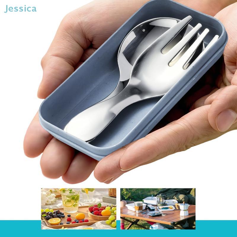 Stainless Steel Short Handle Mini Spoon Fork Tableware Set For Lunch Hiking Camp Cooking Supplies