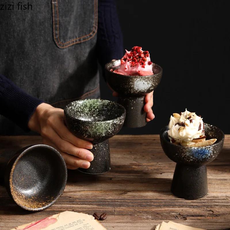 Ceramic Dinner Bowls High Feet Snack Bread Dessert Tray Soup Basin Soup Bowl Restaurant Round Specialty Tableware Cooking Plates