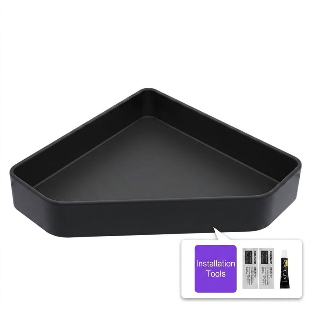 Bathroom Storage Rack, No-drill Corner for Restroom,Triangle Aluminum Alloy Corner Shelf