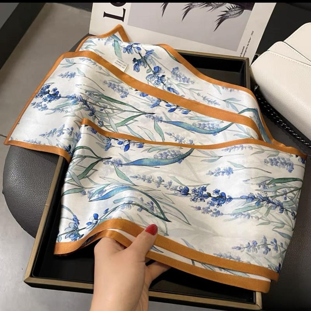 Langer Seidenschal Damen Sommer Kleiner Seidenschal Druck Simulation Seide Bindetasche Streamer Professioneller Kleiner Schal
