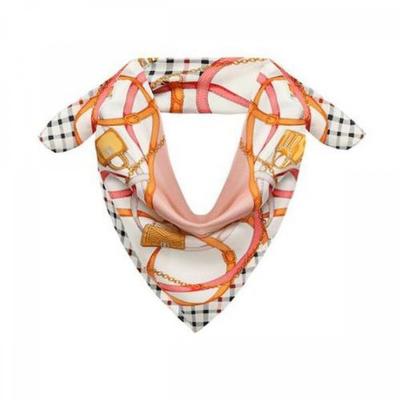 Pink Chain Print Silk Square Scarf Dcsc2f142p2