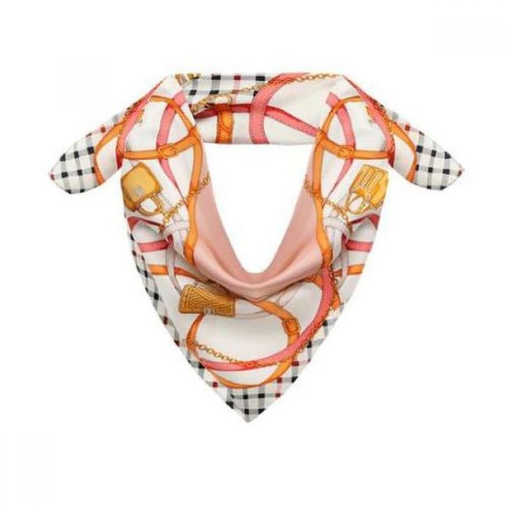 Daks Pink Chain Print Silk Square Scarf Dcsc2f142p2 Single option