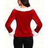 Velvet Plush One-Shoulder Christmas Women's Top: Long Sleeve Festival Party Outfit