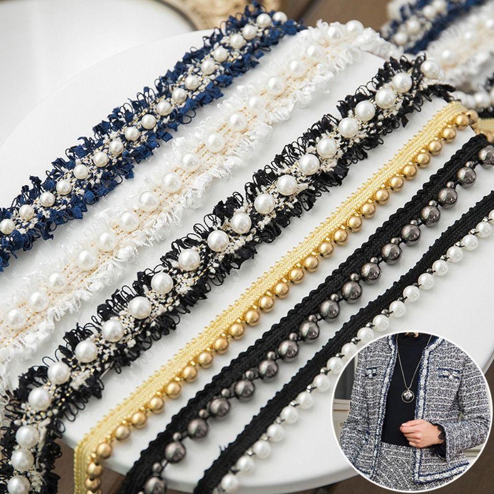 Beads Decoration Ribbon Edge Gold White Edge Trim Applique Trim Fabric Trim  Craft Projects