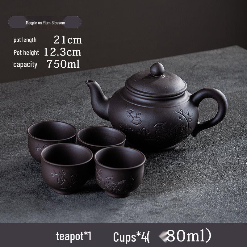 Large Capacity Handmade Yixing Zisha Teapot with Ceramic Teacup Set