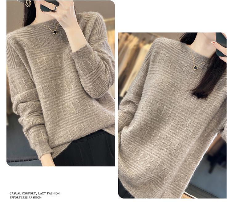 Women's Winter Wool Cashmere Sweater: Loose, Round Neck Pullover in Solid Colors