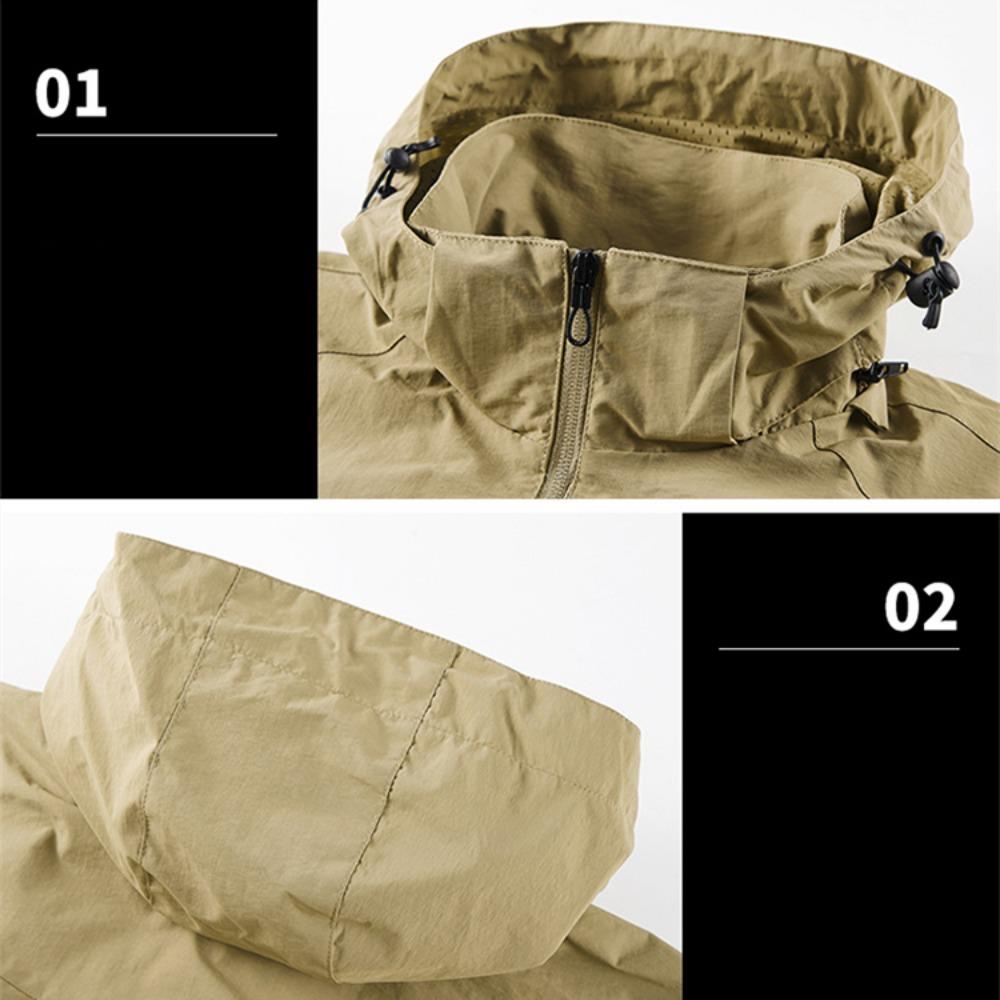 Men Jacket Spring and Autumn Fashion Versatile Windproof Waterproof Workwear Hooded Jacket Outdoor Travel Leisure Camping Jacket