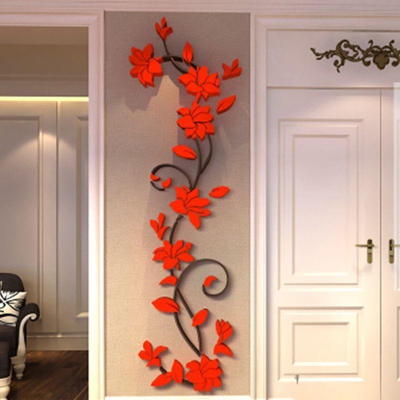 Flower Decal 3d Mirror Wall Sticker Diy Removable Art Mural Home Room Decor Gift