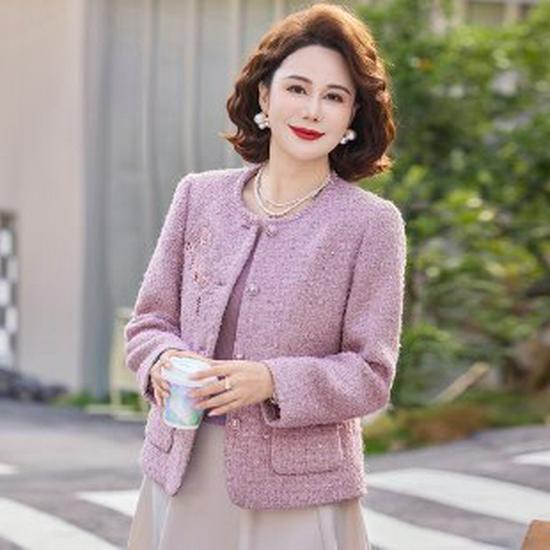

Mom s 2026 Spring Chinese-Style Short Jacket: Elegant Top for Middle-Aged & Elderly Women 5XL фиолетовый