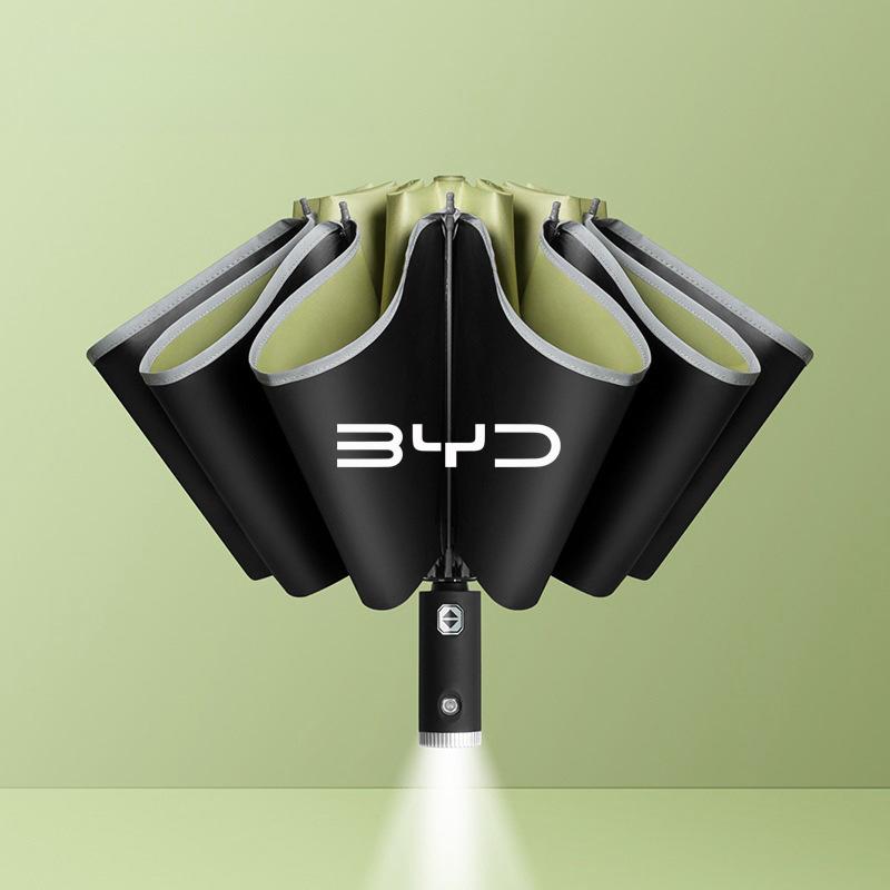Automatischer Regenschirm mit reflektierendem Streifen, umgedrehter LED-Licht-Schirm für BYD Atto 3 Tang F3 E6 Yuan Plus Song Max F0 Qin G3 I3