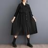 Niche Long Sleeve Loose Patchwork Pleated Dress