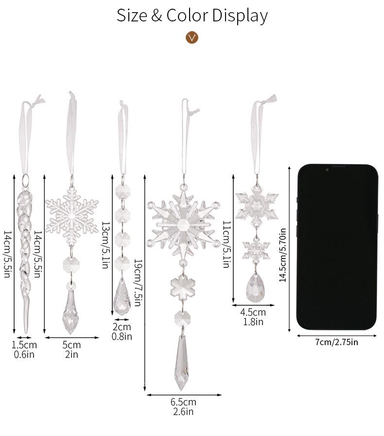 18-Piece Transparent Acrylic Icicle and Snowflake Christmas Ornaments Set