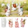 3D Easter Bunny Silicone Mold Diy Cute Animal Basket Rabbit Vase Ornaments Casting Molds Home Plaster Concrete Craft Gift Decor