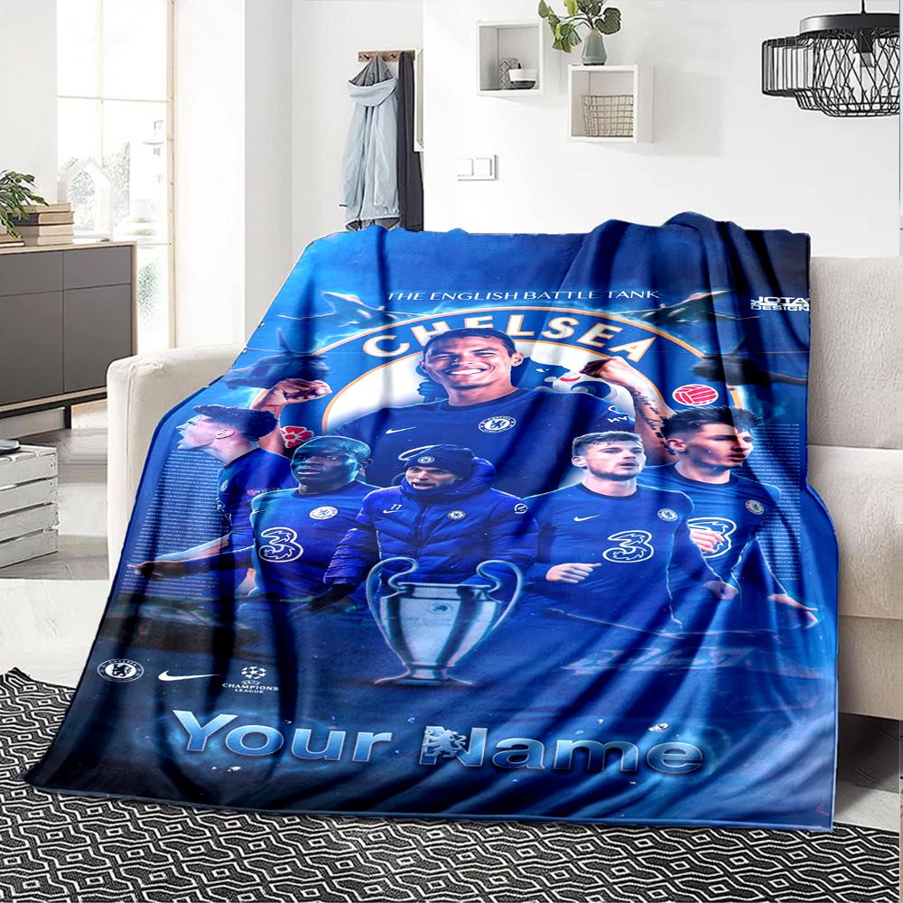 Chelsea Fc Football Player Customize Text Blanket Lightweight Customizable Blanket Comfortable Suitable for Sofa Livingroom Nap Bed for All Occasions