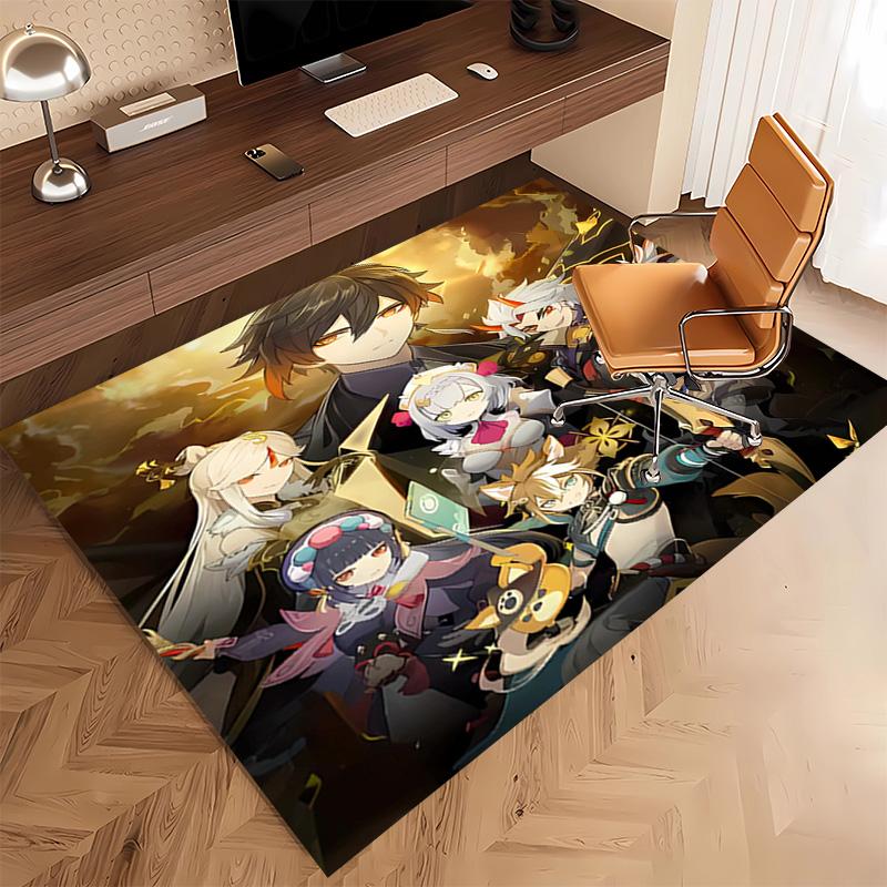 1pc Genshin Impact characters1 Print Area Rug - Soft, Washable Non-Slip Indoor Mat, Living Room, Home Office Decorative Rug,Office Decorative