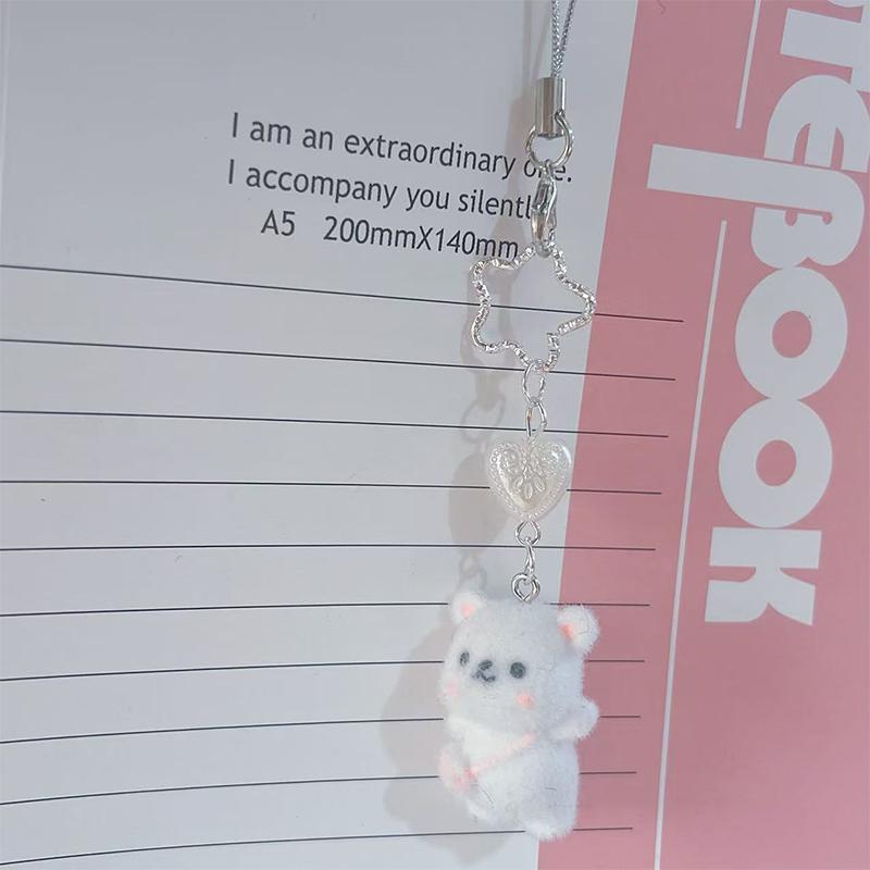 

Милый флокированный брелок для женщин, девочек, ремешок для мобильного телефона, подвеска для сумки для наушников, брелок для ключей от машины, ювелирный подарок