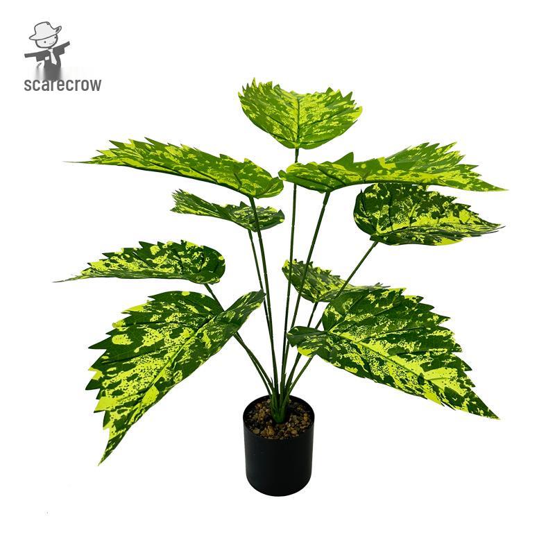 Nordic Style Mint Leaf Artificial Bonsai - Floor Standing Fake Plant for Indoor Decor and Living Room Ornament.