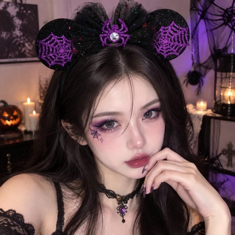 Halloween Hair Accessories Set: Spider Web Pumpkin Bat Ghost Bow Headbands Clips Women Costume Party