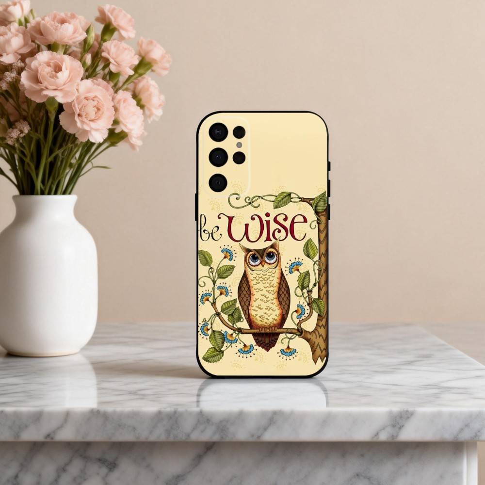 Cute Owl Art Phone Case For Samsung S25,S24,S21,S22,S23,S30,Ultra,S20,Plus,Others Soft Black Case