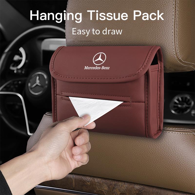 GLC GLB Car Tissue Box Holder Leather Sun Visor Backseat Tissue Case For Mercedes Benz AMG W204 W205 W203 W211 W212 W213 W201 W