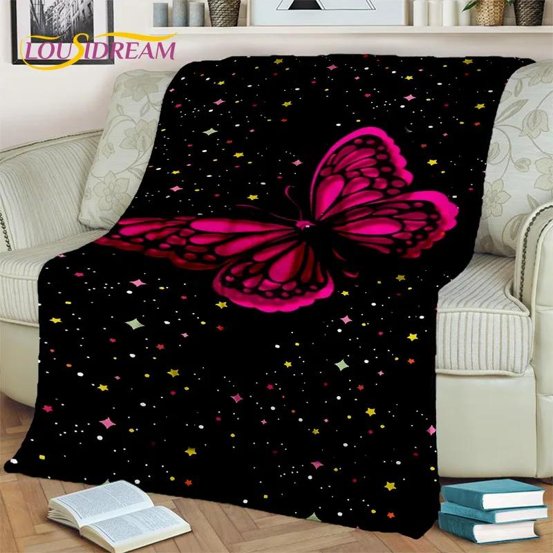 Dream Butterfly Flower Cartoon Blanket,Soft Throw Blanket for Home Bedroom Bed Sofa Picnic Travel Office Rest Nap Cover Blanket