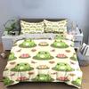 Cartoon Frog Pond Decor Set Soft Skin-Friendly Bedding Set Includes 1 Duvet Cover And 2 Pillowcase Gift